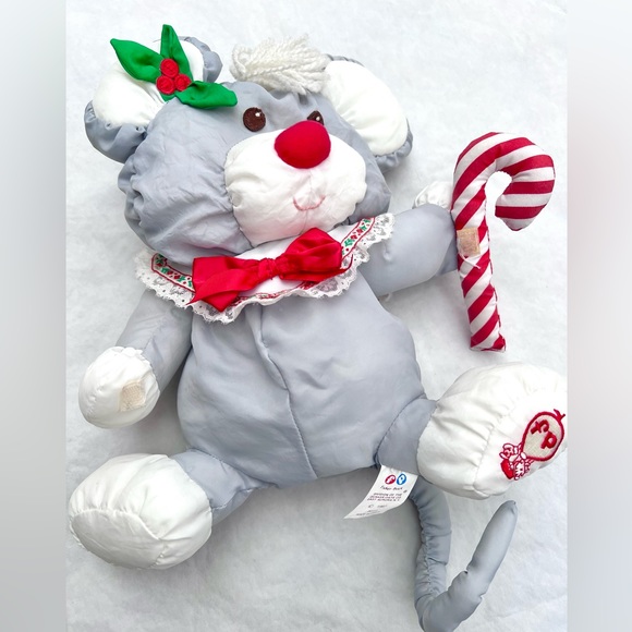 Vintage 1987 Puffalump Christmas Mouse with Candy Cane CLEAN Excellent Condition - Picture 6 of 8